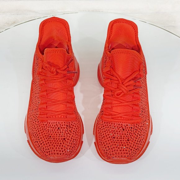 Comfy Cush Red Jelly Sole Slip On Pull Tie Running Tennis Shoes Sneakers - Picture 7 of 13